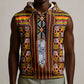 Cameroon Toghu Sleeveless Hoodie Vibrant Bamenda Tribal - Authentic African Folk Art