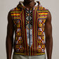 Cameroon Toghu Sleeveless Zip Hoodie Vibrant Bamenda Tribal - Authentic African Folk Art