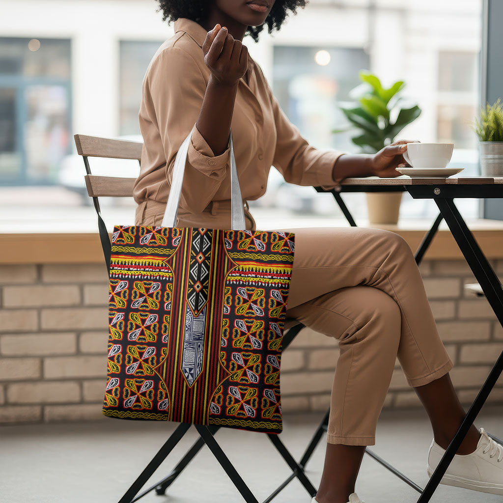 Cameroon Toghu Tote Bag Vibrant Bamenda Tribal - Authentic African Folk Art