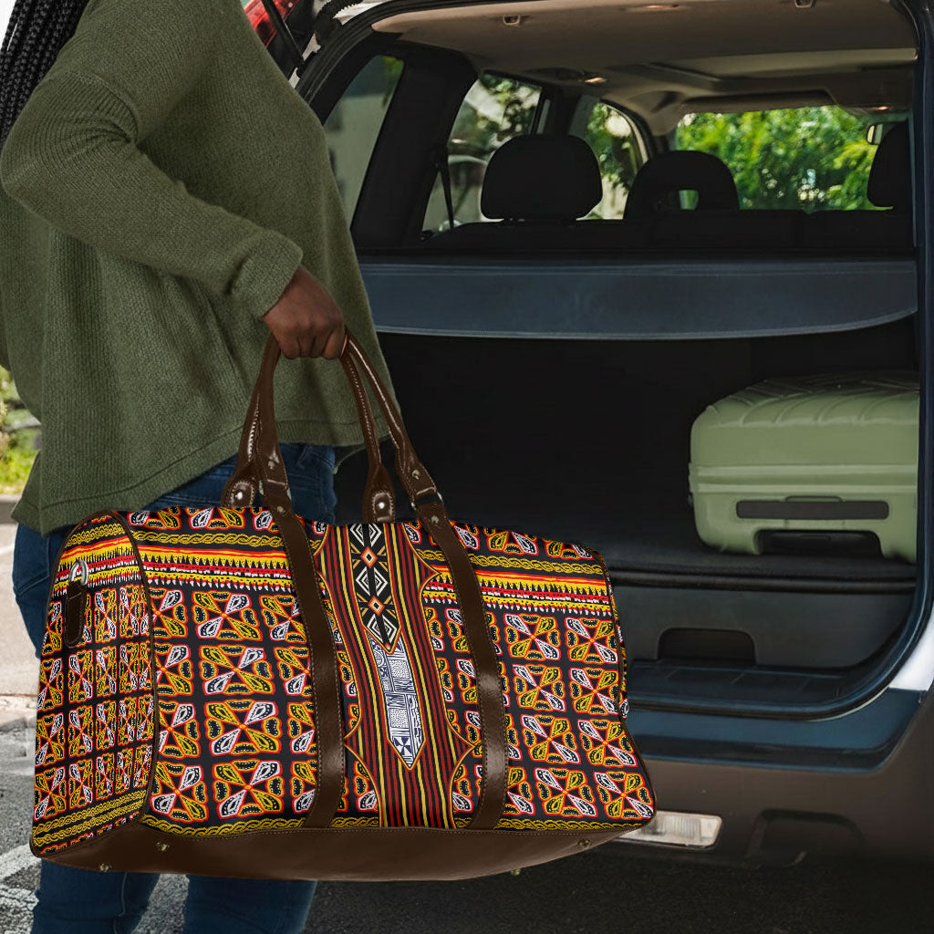 Cameroon Toghu Travel Bag Vibrant Bamenda Tribal - Authentic African Folk Art