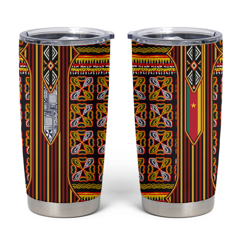 Cameroon Toghu Tumbler Cup Vibrant Bamenda Tribal - Authentic African Folk Art