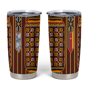 Cameroon Toghu Tumbler Cup Vibrant Bamenda Tribal - Authentic African Folk Art