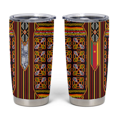 Cameroon Toghu Tumbler Cup Vibrant Bamenda Tribal - Authentic African Folk Art