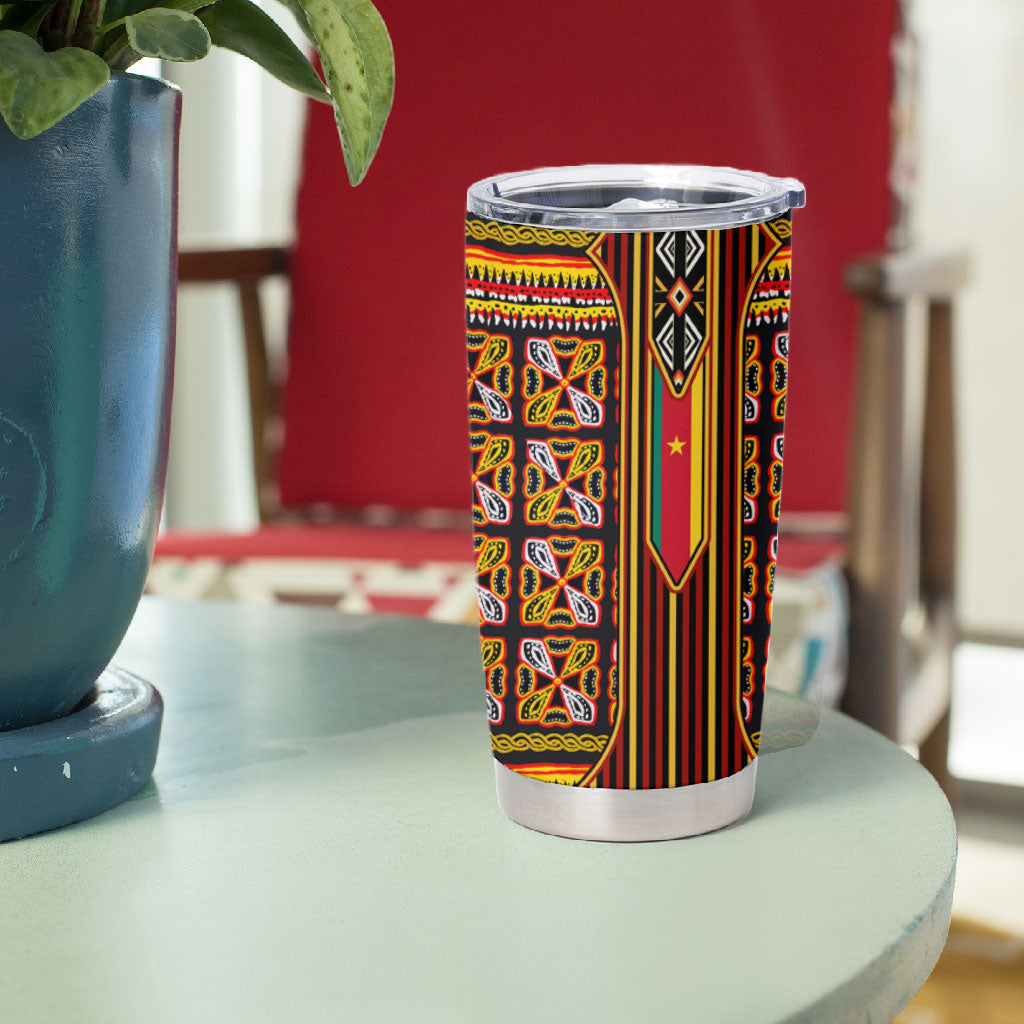 Cameroon Toghu Tumbler Cup Vibrant Bamenda Tribal - Authentic African Folk Art
