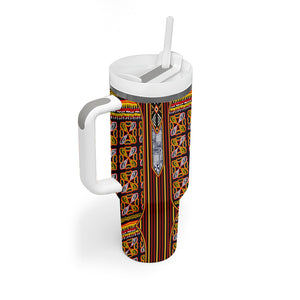 Cameroon Toghu Tumbler With Handle Vibrant Bamenda Tribal - Authentic African Folk Art