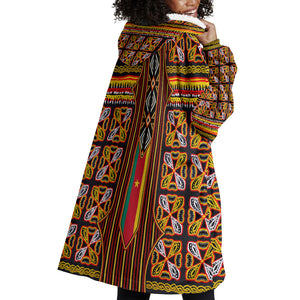 Cameroon Toghu Wearable Blanket Hoodie Vibrant Bamenda Tribal - Authentic African Folk Art