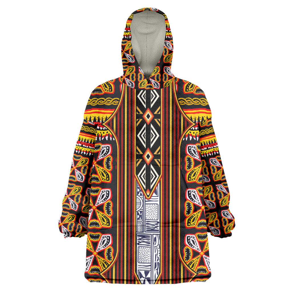 Cameroon Toghu Wearable Blanket Hoodie Vibrant Bamenda Tribal - Authentic African Folk Art