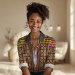 Cameroon Toghu Women Casual Shirt Vibrant Bamenda Tribal - Authentic African Folk Art