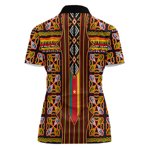 Cameroon Toghu Women Polo Shirt Vibrant Bamenda Tribal - Authentic African Folk Art