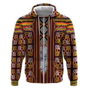 Cameroon Toghu Zip Hoodie Vibrant Bamenda Tribal - Authentic African Folk Art