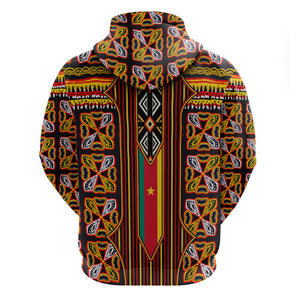 Cameroon Toghu Zip Hoodie Vibrant Bamenda Tribal - Authentic African Folk Art
