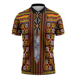 Cameroon Toghu Zipper Polo Shirt Vibrant Bamenda Tribal - Authentic African Folk Art