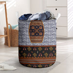 Cameroon Toghu Ethnic Heritage Laundry Basket Traditional Bamenda Embroidery Style - African Tribal Motifs