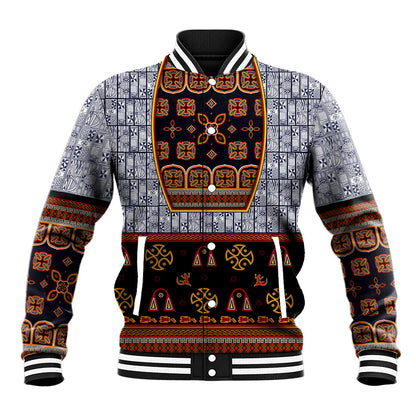 Cameroon Toghu Ethnic Heritage Baseball Jacket Traditional Bamenda Embroidery Style - African Tribal Motifs