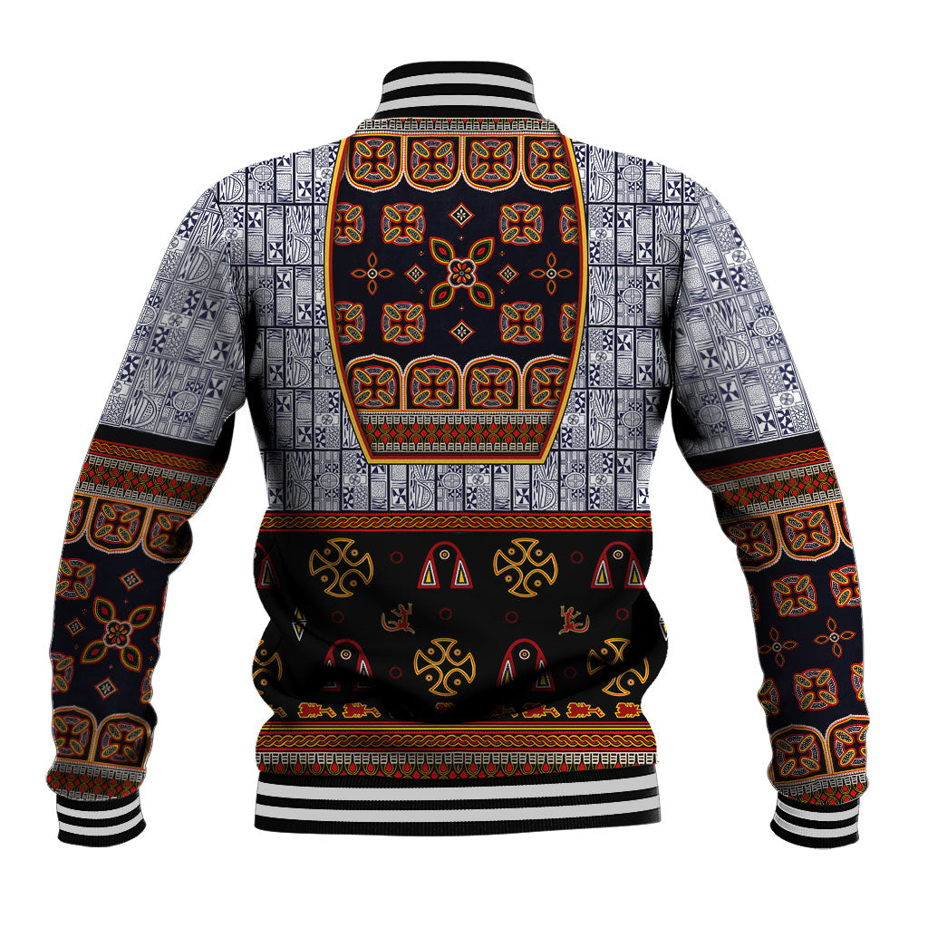 Cameroon Toghu Ethnic Heritage Baseball Jacket Traditional Bamenda Embroidery Style - African Tribal Motifs