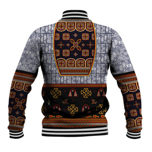 Cameroon Toghu Ethnic Heritage Baseball Jacket Traditional Bamenda Embroidery Style - African Tribal Motifs