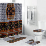 Cameroon Toghu Ethnic Heritage Bathroom Set Traditional Bamenda Embroidery Style - African Tribal Motifs