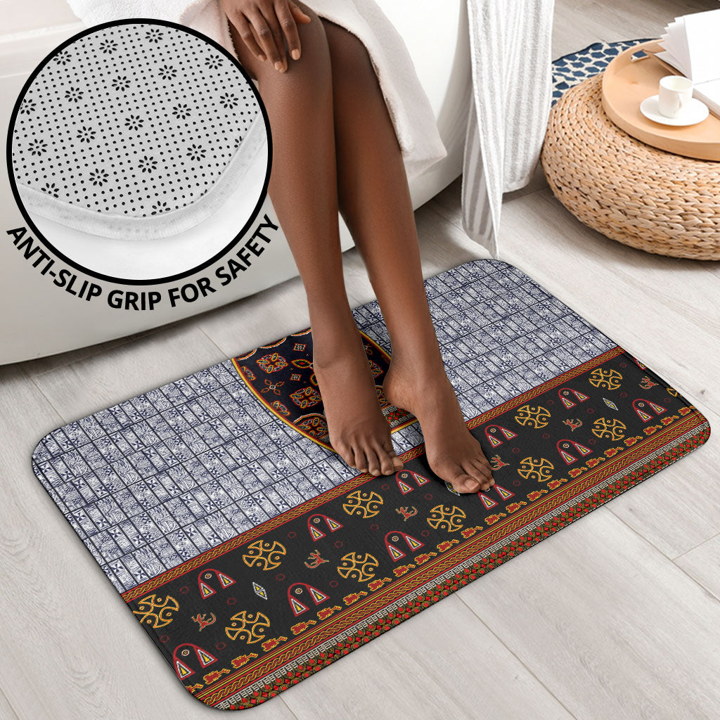 Cameroon Toghu Ethnic Heritage Bathroom Set Traditional Bamenda Embroidery Style - African Tribal Motifs