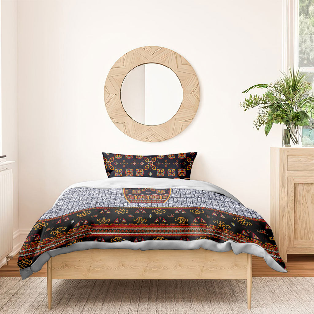 Cameroon Toghu Ethnic Heritage Bedding Set Traditional Bamenda Embroidery Style - African Tribal Motifs