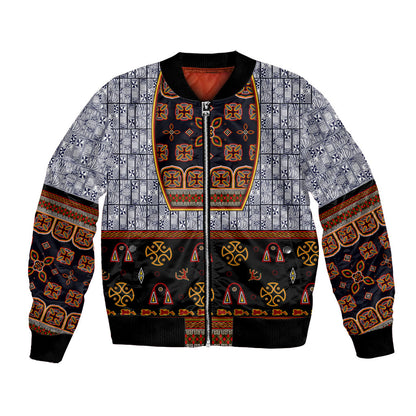 Cameroon Toghu Ethnic Heritage Bomber Jacket Traditional Bamenda Embroidery Style - African Tribal Motifs