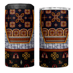 Cameroon Toghu Ethnic Heritage 4 in 1 Can Cooler Tumbler Traditional Bamenda Embroidery Style - African Tribal Motifs
