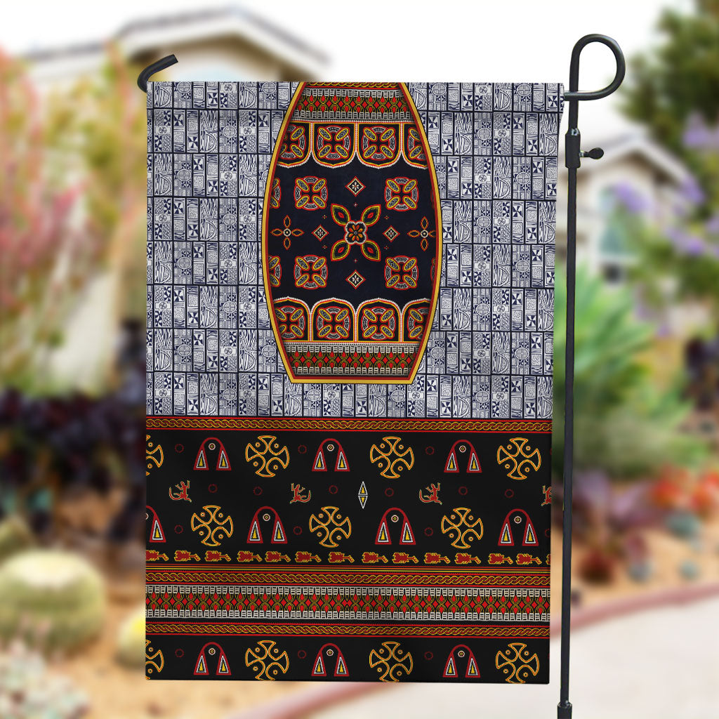 Cameroon Toghu Ethnic Heritage Garden Flag Traditional Bamenda Embroidery Style - African Tribal Motifs