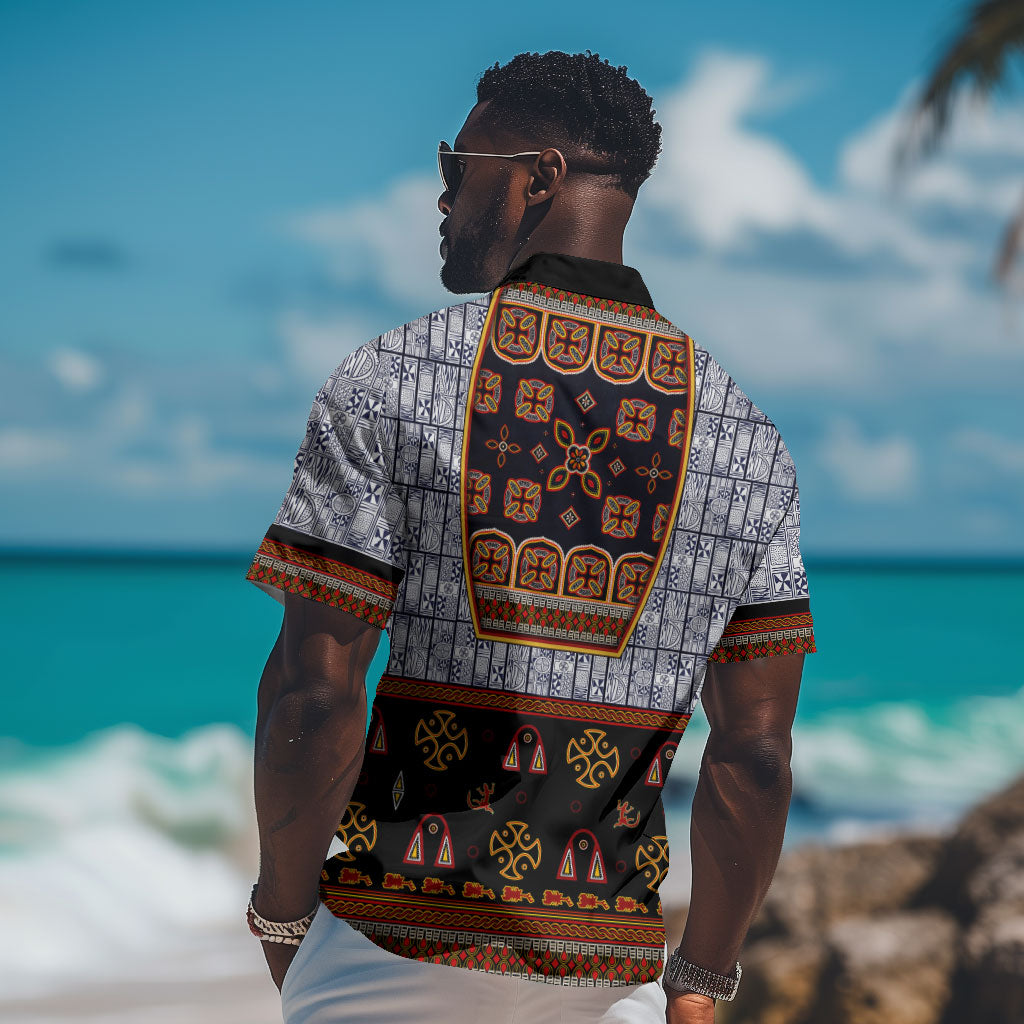 Cameroon Toghu Ethnic Heritage Hawaiian Shirt Traditional Bamenda Embroidery Style - African Tribal Motifs