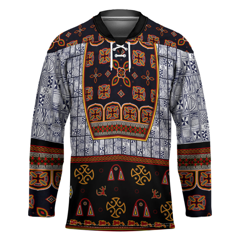 Cameroon Toghu Ethnic Heritage Hockey Jersey Traditional Bamenda Embroidery Style - African Tribal Motifs