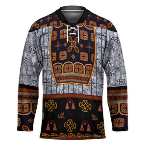 Cameroon Toghu Ethnic Heritage Hockey Jersey Traditional Bamenda Embroidery Style - African Tribal Motifs
