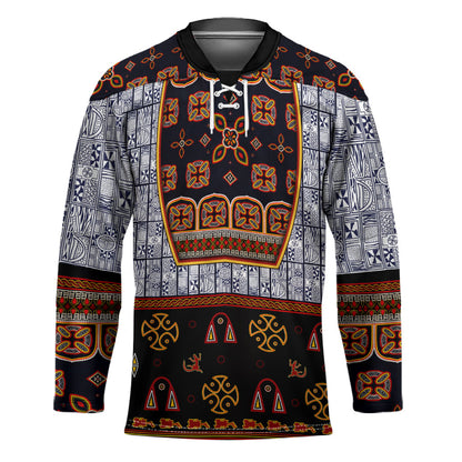 Cameroon Toghu Ethnic Heritage Hockey Jersey Traditional Bamenda Embroidery Style - African Tribal Motifs