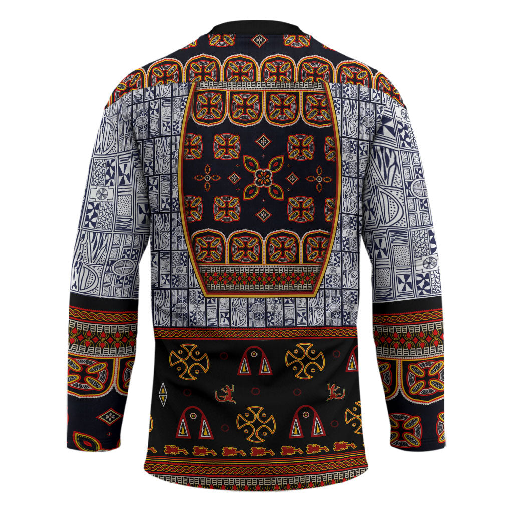 Cameroon Toghu Ethnic Heritage Hockey Jersey Traditional Bamenda Embroidery Style - African Tribal Motifs