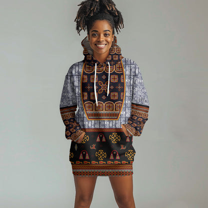 Cameroon Toghu Ethnic Heritage Hoodie Dress Traditional Bamenda Embroidery Style - African Tribal Motifs