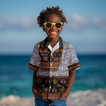 Cameroon Toghu Ethnic Heritage Kid Hawaiian Shirt Traditional Bamenda Embroidery Style - African Tribal Motifs