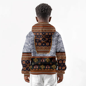 Cameroon Toghu Ethnic Heritage Kid Hoodie Traditional Bamenda Embroidery Style - African Tribal Motifs