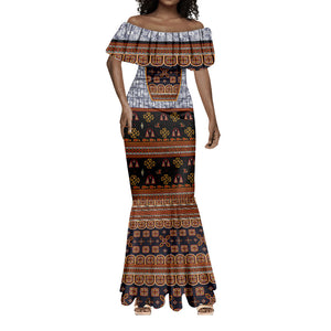 Cameroon Toghu Ethnic Heritage Mermaid Dress Traditional Bamenda Embroidery Style - African Tribal Motifs