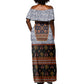 Cameroon Toghu Ethnic Heritage Off Shoulder Maxi Dress Traditional Bamenda Embroidery Style - African Tribal Motifs