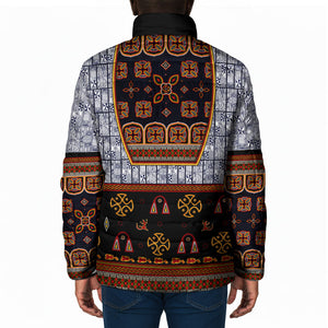 Cameroon Toghu Ethnic Heritage Padded Jacket Traditional Bamenda Embroidery Style - African Tribal Motifs