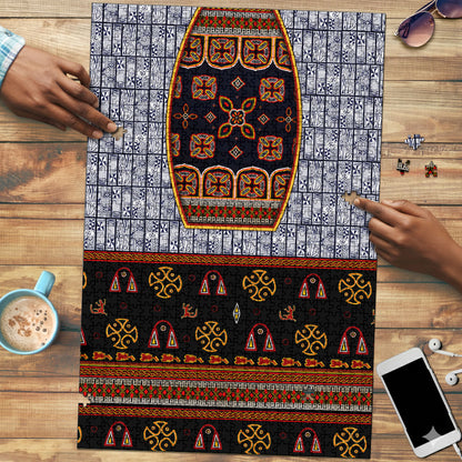 Cameroon Toghu Ethnic Heritage Puzzle Traditional Bamenda Embroidery Style - African Tribal Motifs