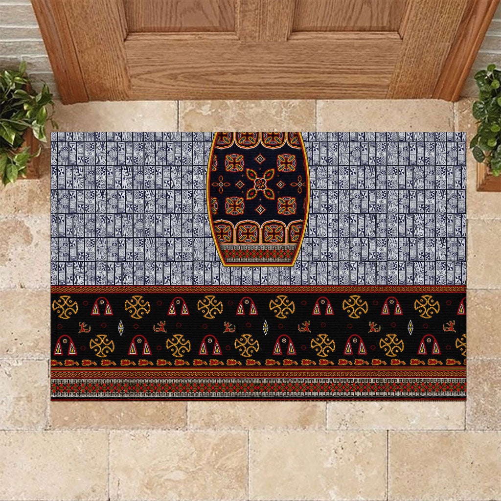 Cameroon Toghu Ethnic Heritage Rubber Doormat Traditional Bamenda Embroidery Style - African Tribal Motifs
