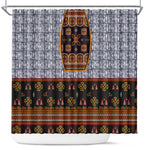 Cameroon Toghu Ethnic Heritage Shower Curtain Traditional Bamenda Embroidery Style - African Tribal Motifs