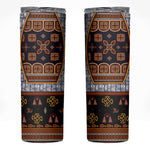 Cameroon Toghu Ethnic Heritage Skinny Tumbler Traditional Bamenda Embroidery Style - African Tribal Motifs