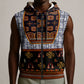 Cameroon Toghu Ethnic Heritage Sleeveless Zip Hoodie Traditional Bamenda Embroidery Style - African Tribal Motifs