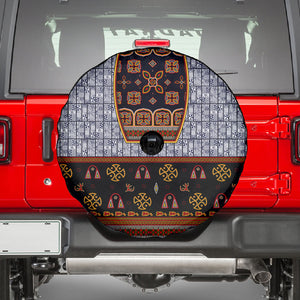 Cameroon Toghu Ethnic Heritage Spare Tire Cover Traditional Bamenda Embroidery Style - African Tribal Motifs