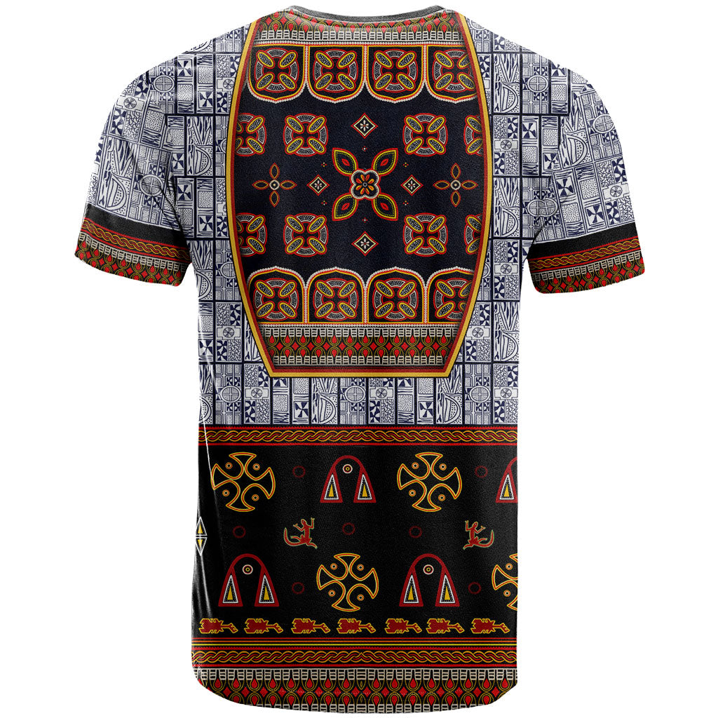 Cameroon Toghu Ethnic Heritage T shirt Traditional Bamenda Embroidery Style - African Tribal Motifs