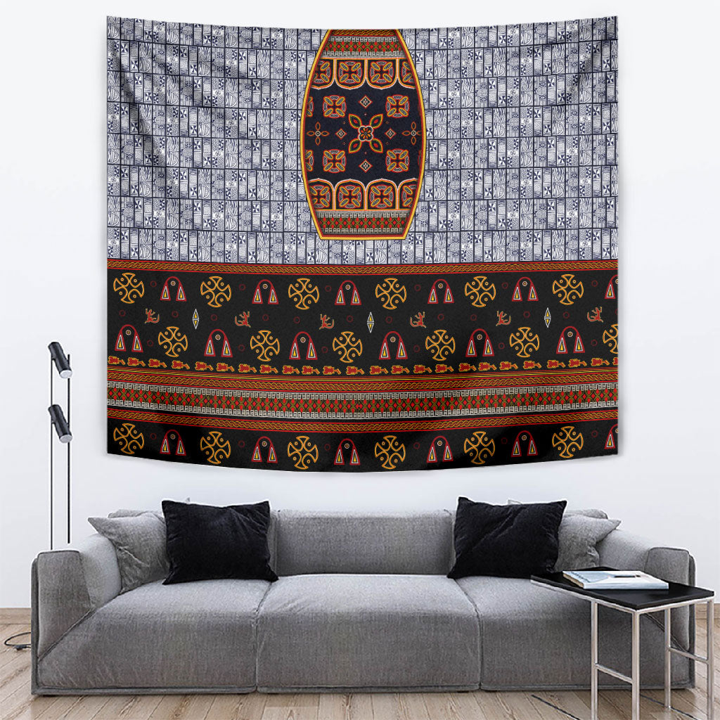 Cameroon Toghu Ethnic Heritage Tapestry Traditional Bamenda Embroidery Style - African Tribal Motifs