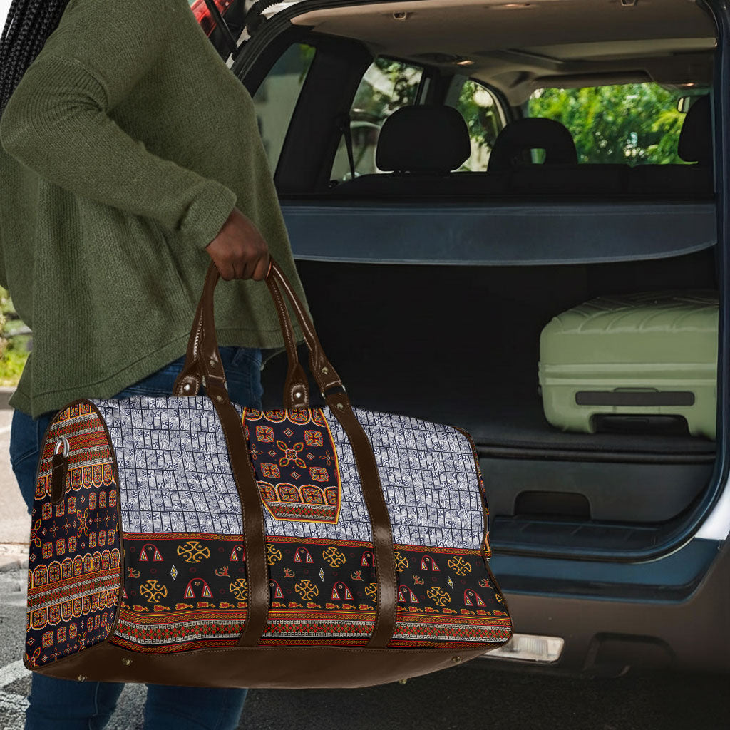 Cameroon Toghu Ethnic Heritage Travel Bag Traditional Bamenda Embroidery Style - African Tribal Motifs