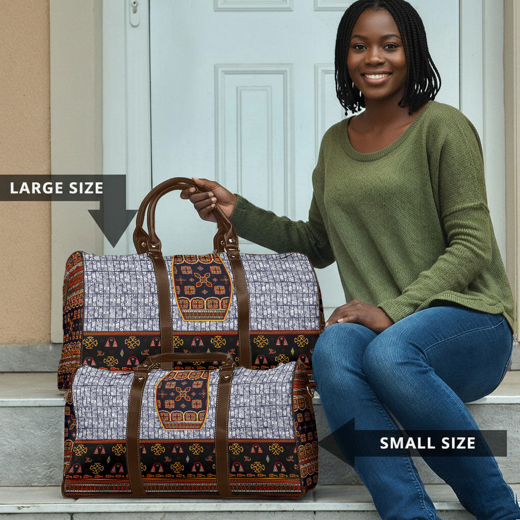 Cameroon Toghu Ethnic Heritage Travel Bag Traditional Bamenda Embroidery Style - African Tribal Motifs