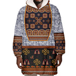 Cameroon Toghu Ethnic Heritage Wearable Blanket Hoodie Traditional Bamenda Embroidery Style - African Tribal Motifs