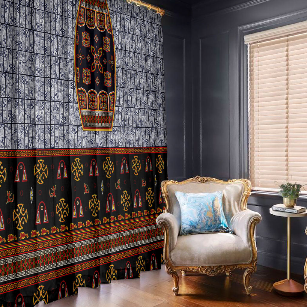 Cameroon Toghu Ethnic Heritage Window Curtain Traditional Bamenda Embroidery Style - African Tribal Motifs