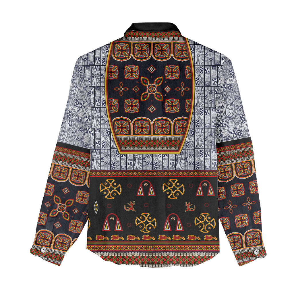 Cameroon Toghu Ethnic Heritage Women Casual Shirt Traditional Bamenda Embroidery Style - African Tribal Motifs
